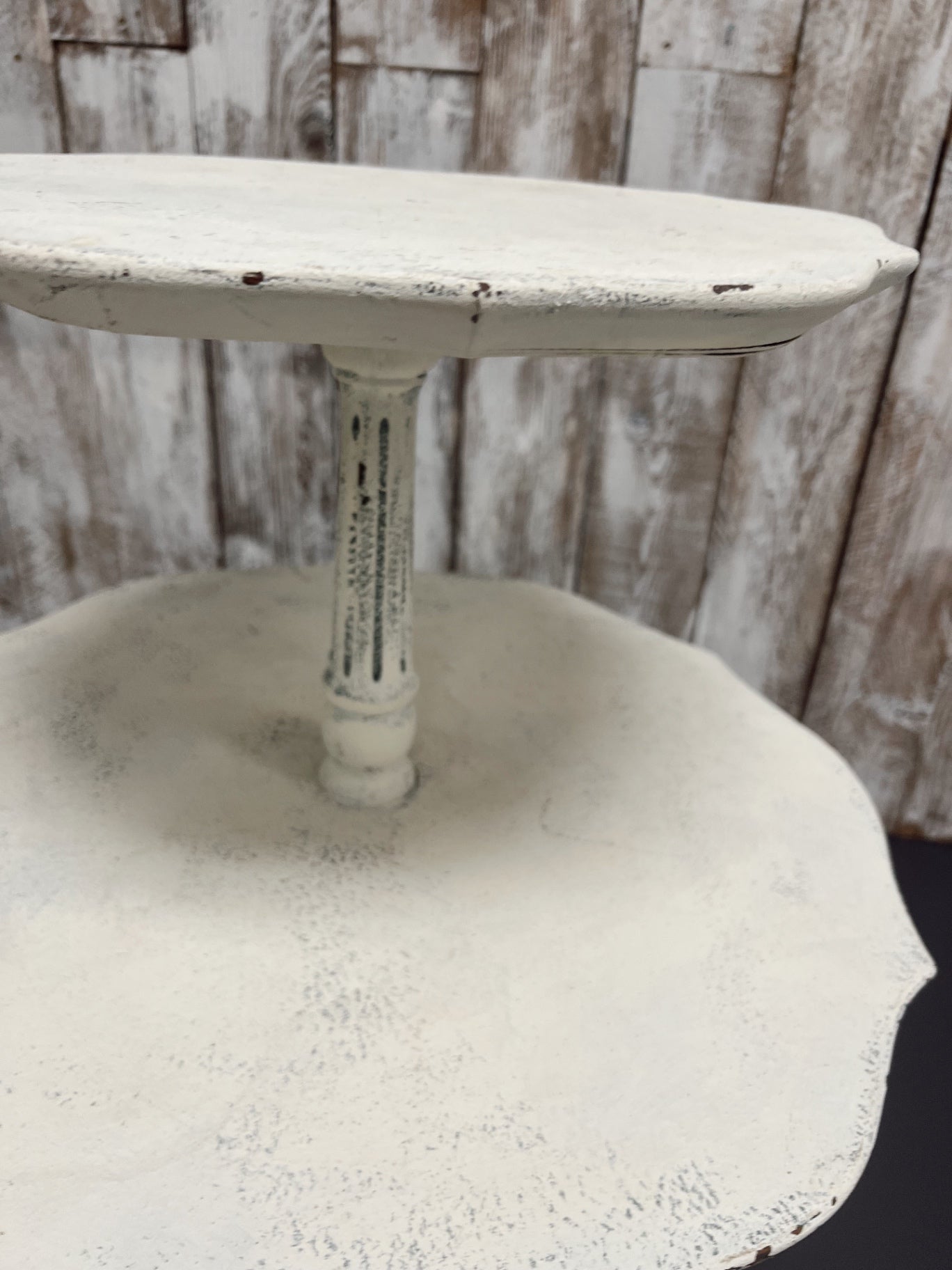 Vintage White Painted Two-Tiered Table