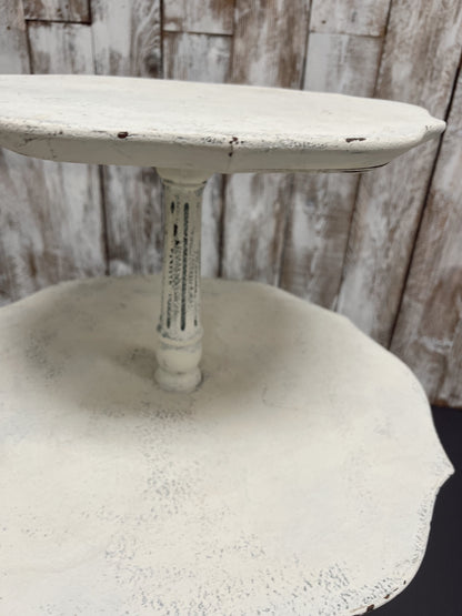 Vintage White Painted Two-Tiered Table