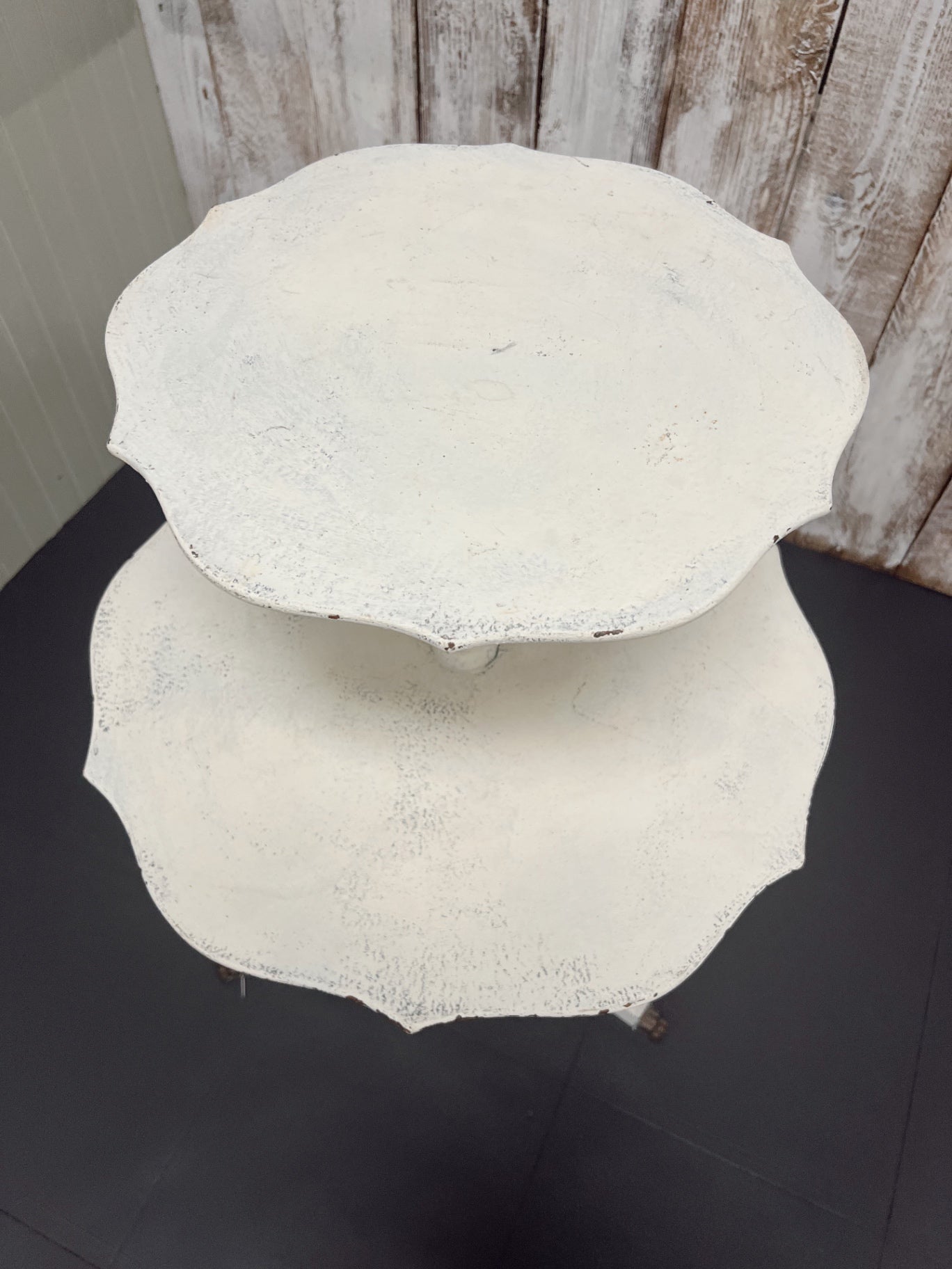 Vintage White Painted Two-Tiered Table