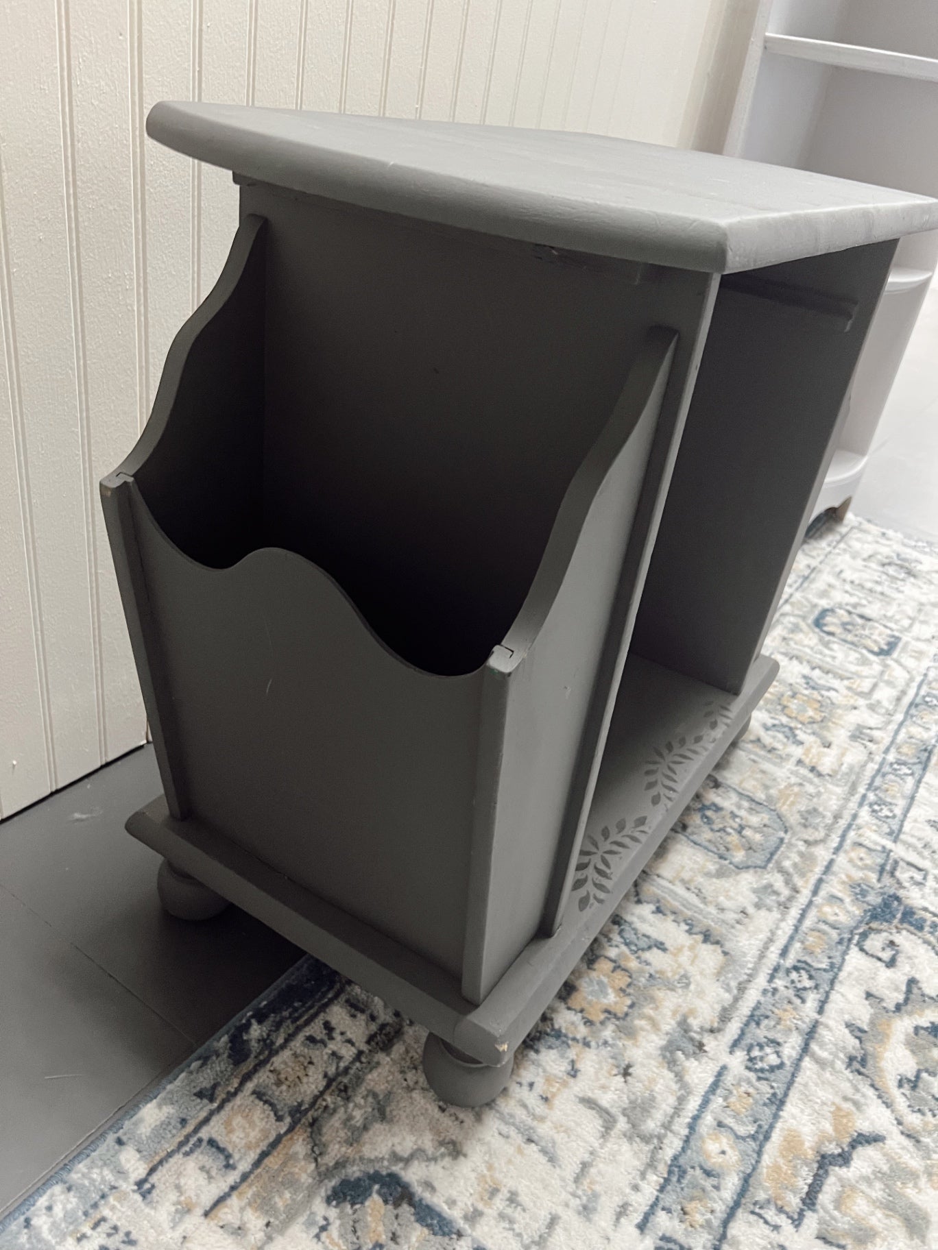 Vintage Gray Painted Magazine Table