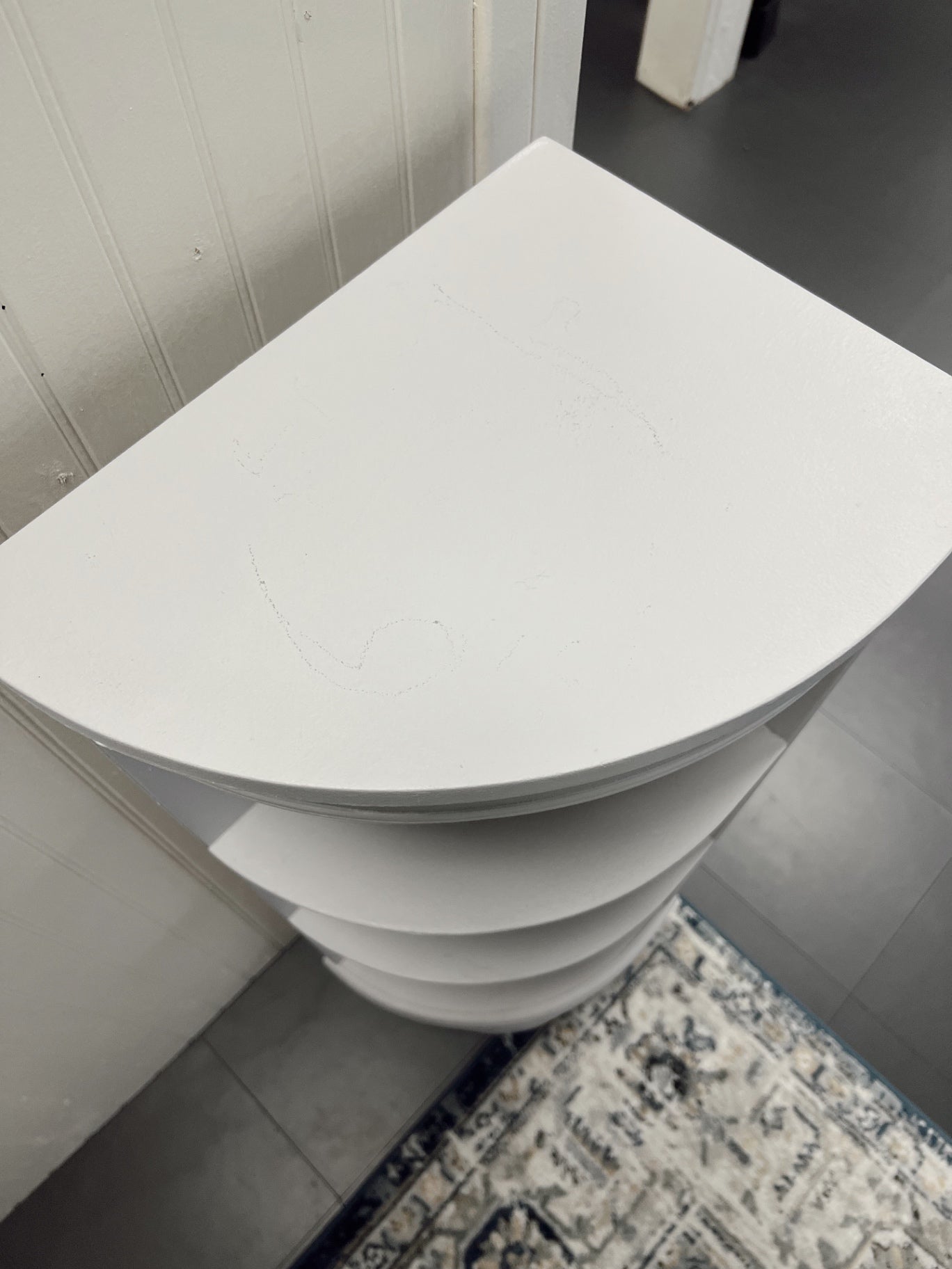 Light Gray Painted Wood Corner Shelf