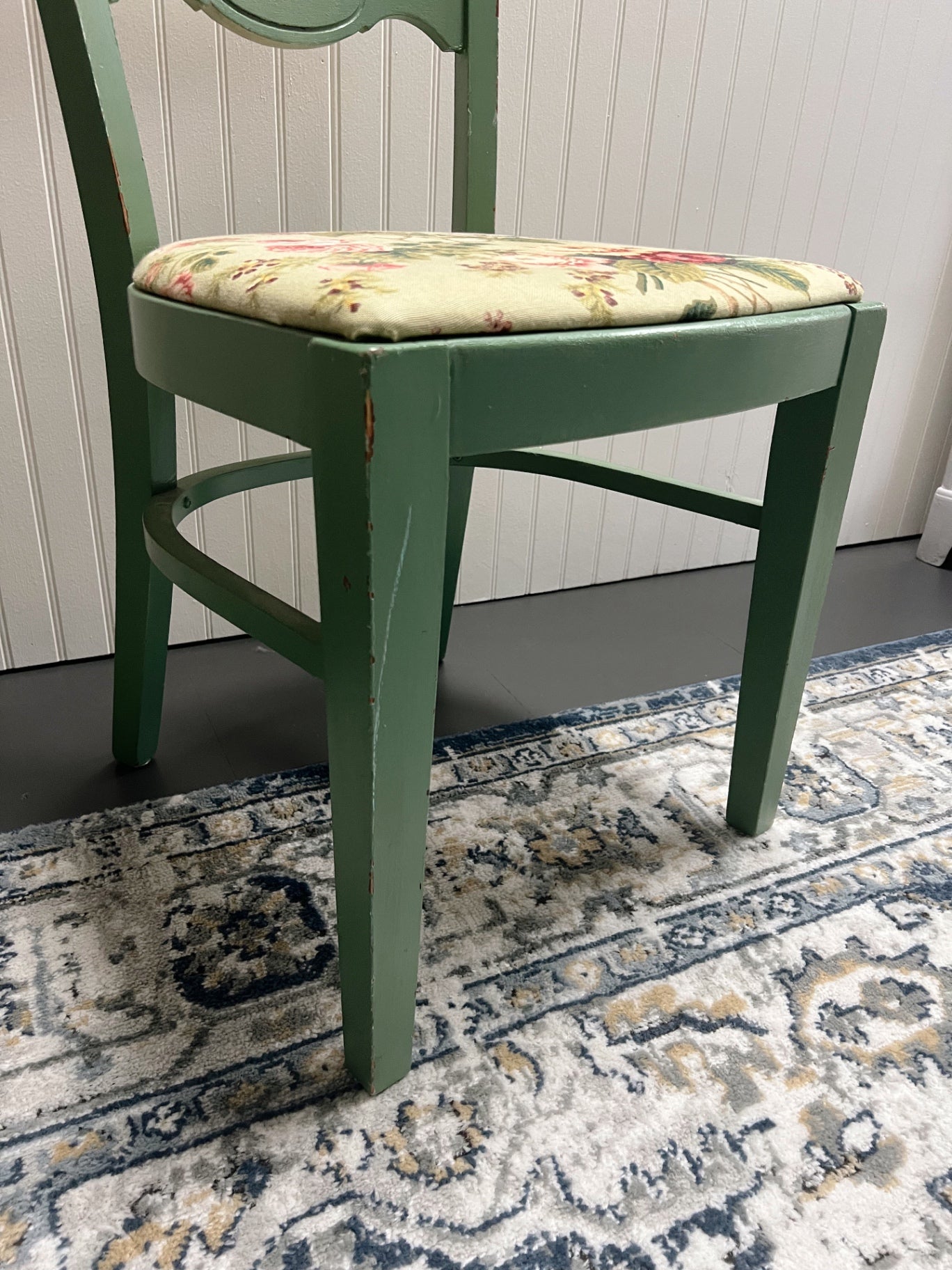 Vintage Redone Green & Floral Upholstered Chair