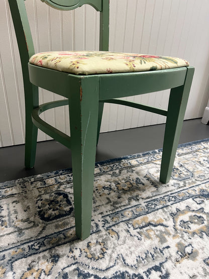 Vintage Redone Green & Floral Upholstered Chair