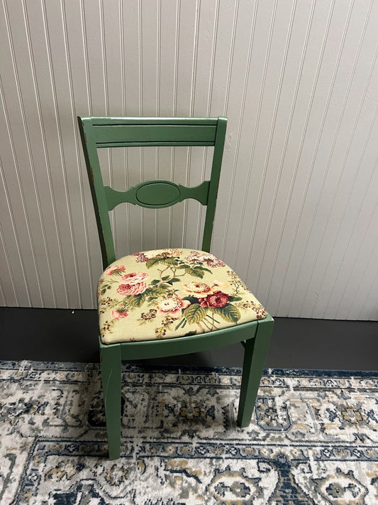 Vintage Redone Green & Floral Upholstered Chair