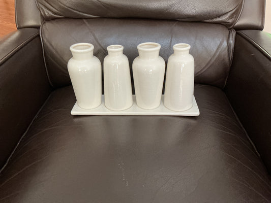 Set of 4 attached white vases