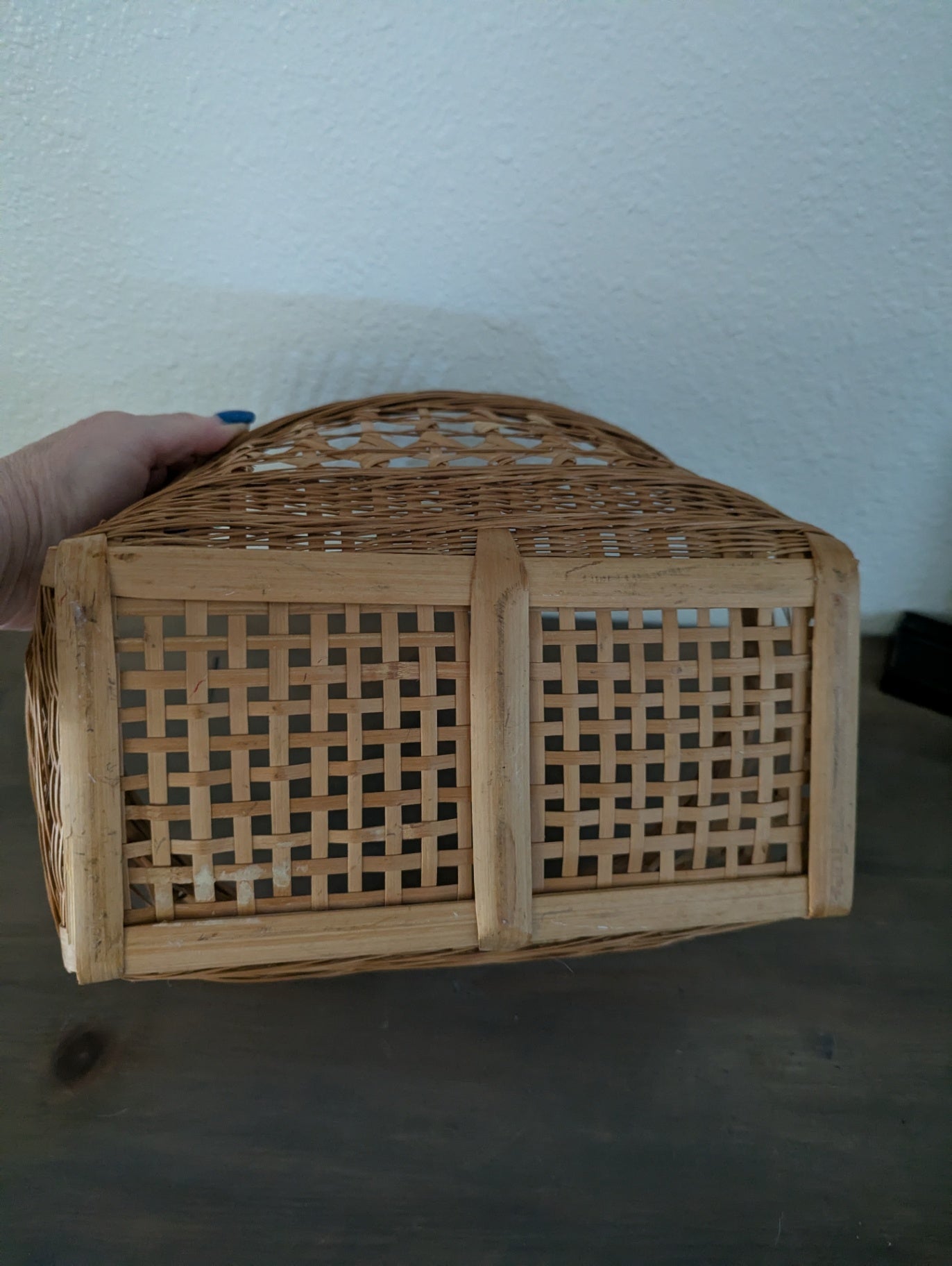 Vtg. Wide Weave Oval Basket
