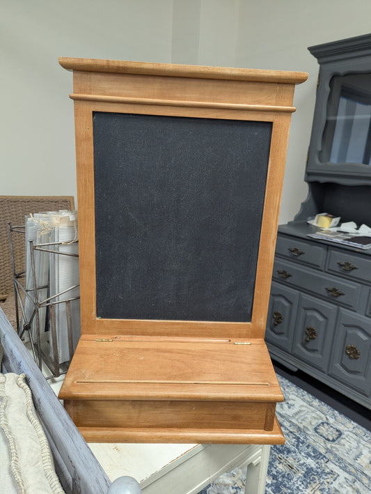 Vtg. Wooden Chalkboard and Storage 