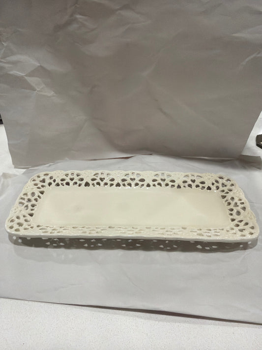 14" White Porcelain Heart Cutout Serving Platter