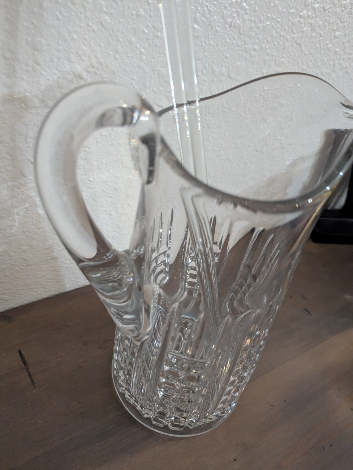 Vtg. Cut Glass or Crystal Pitcher w/Stir Sticks