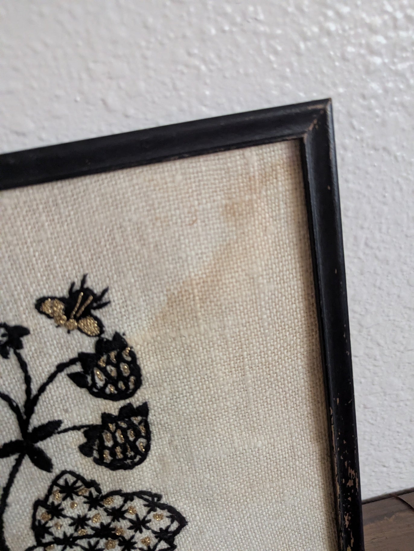 1968 Erica Wilson Embroidery "Strawberries & Bees"