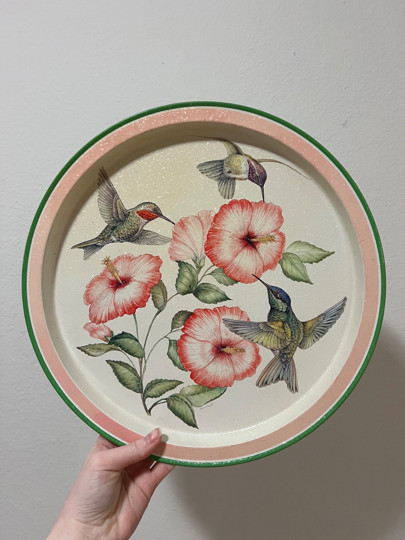 Vintage Potpourri Hummingbird Tray