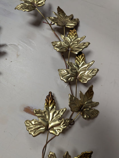 Vtg. Mid Century Brass Leaf set of 3