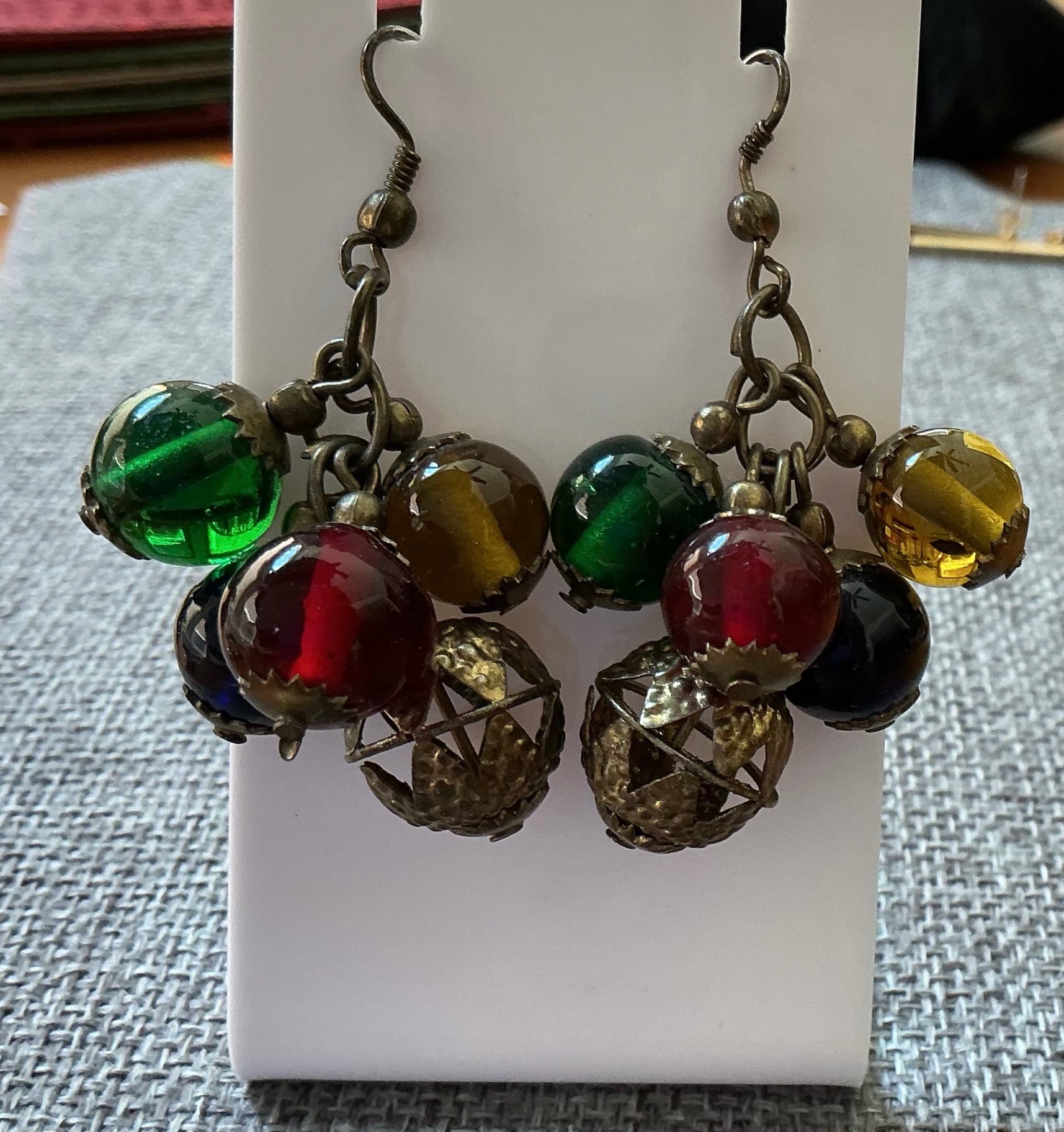 BOHO GLASS BEAD CLUSTER EARRINGS