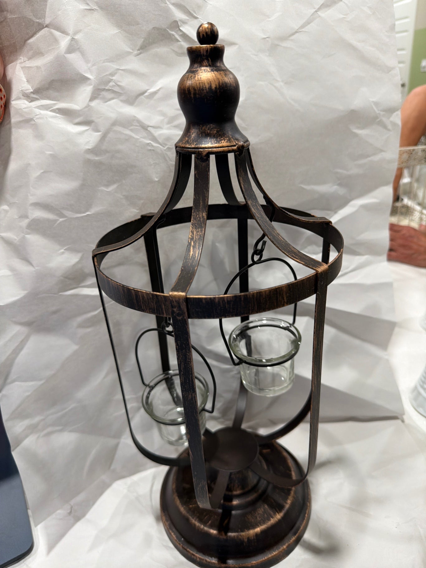 Rustic Bronze Finished Bird Cage Candle Holder