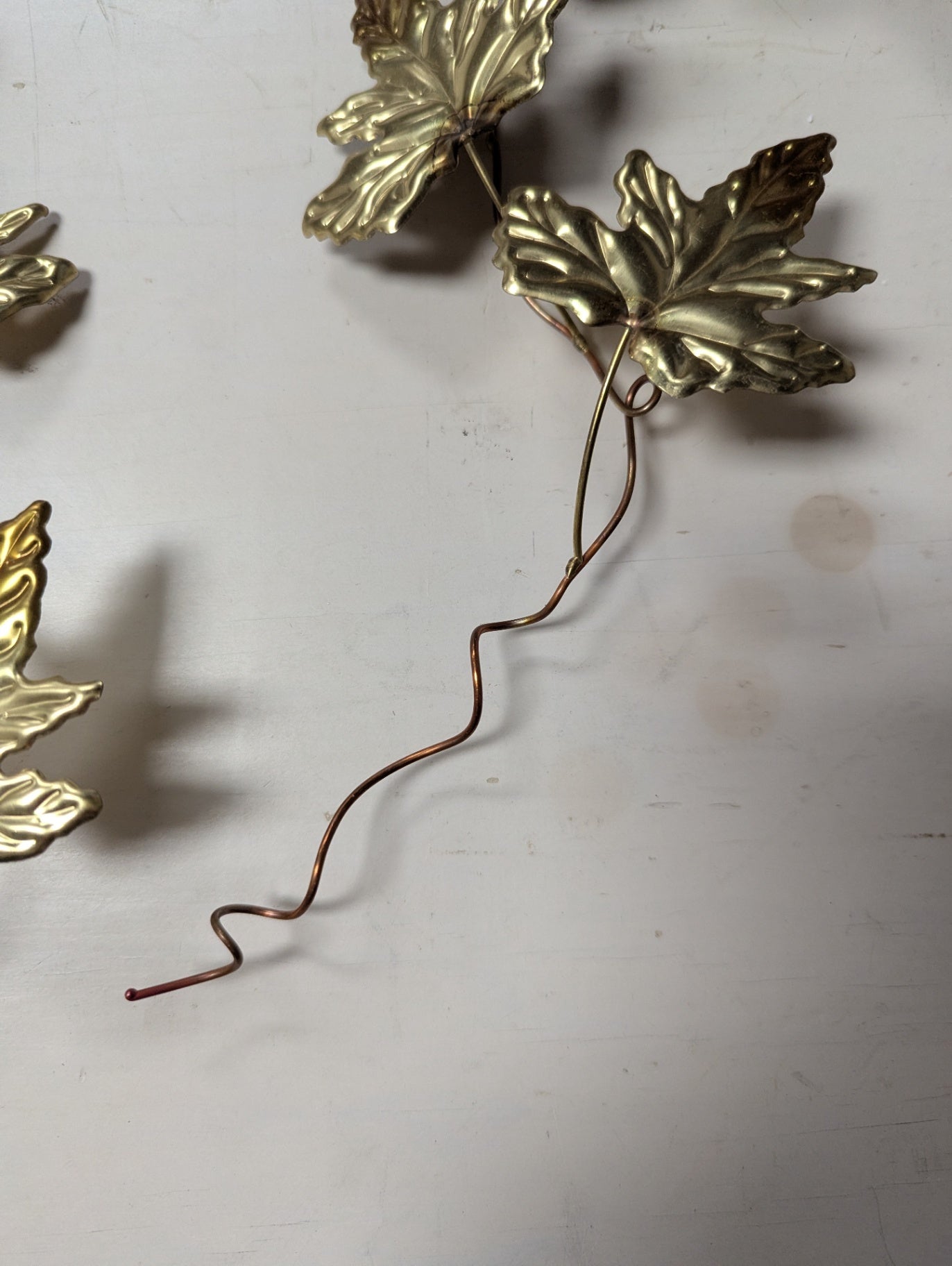 Vtg. Mid Century Brass Leaf set of 3