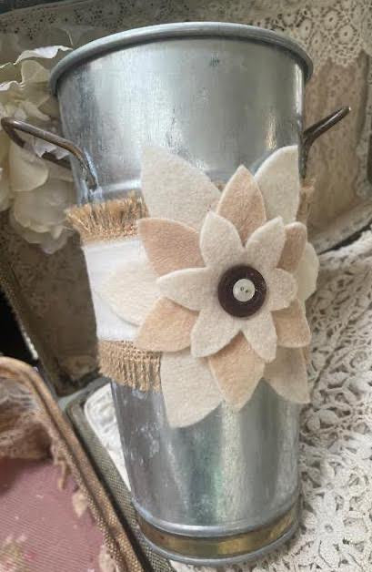 Embellished Tin Flower Vase 