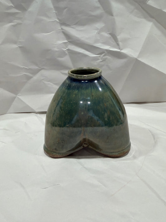 4" Ceramic Green and Brown Glazed Bud Vase
