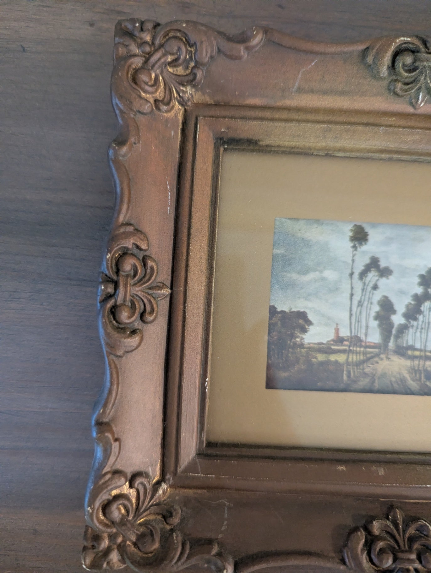 1960's Avenue of Trees Print in Ornate Resin Frame