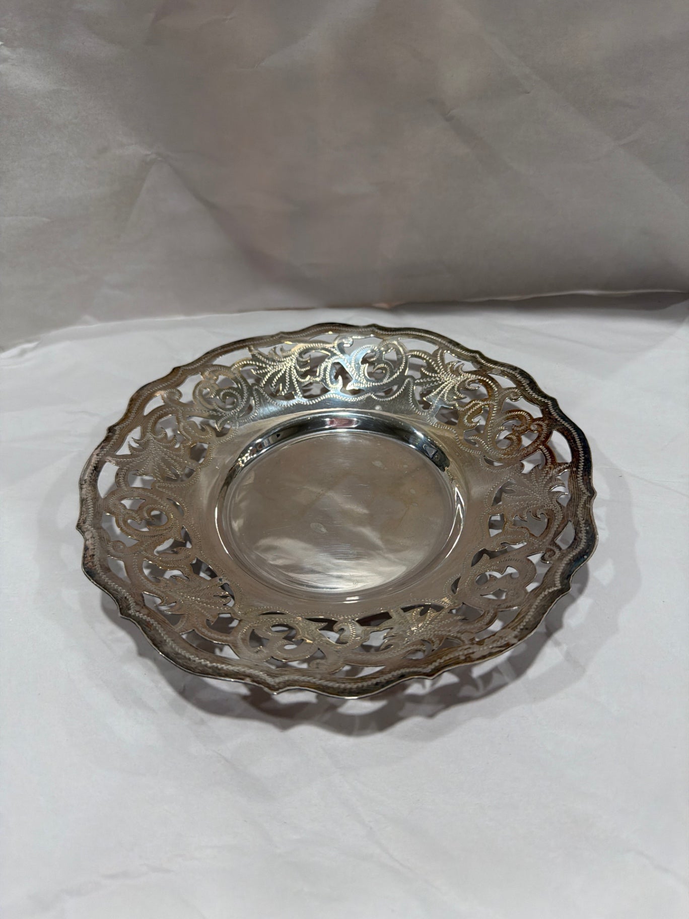 8" Ornate Metal Candy Dish