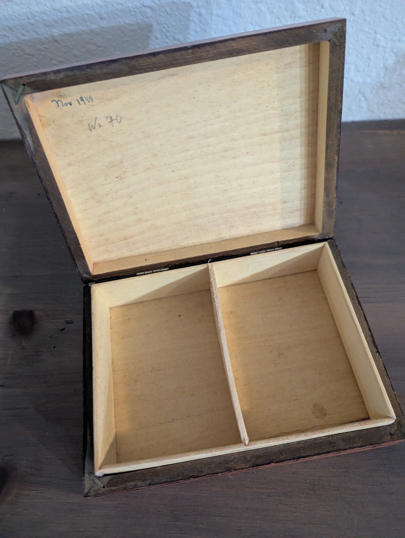 Vtg. Etched Wooden Box for Jewelry or Trinkets