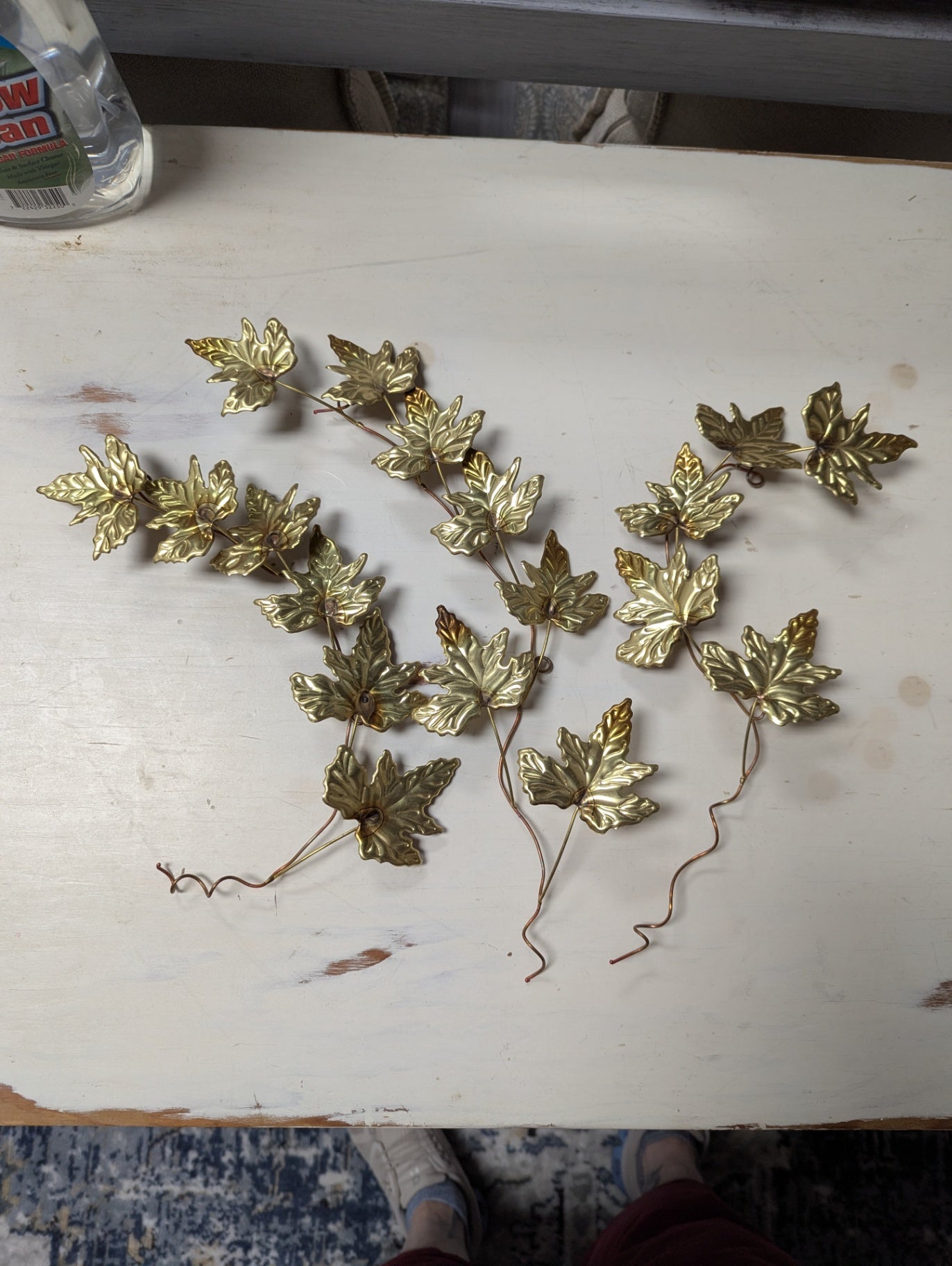 Vtg. Mid Century Brass Leaf set of 3