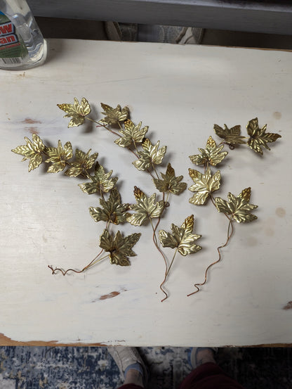 Vtg. Mid Century Brass Leaf set of 3