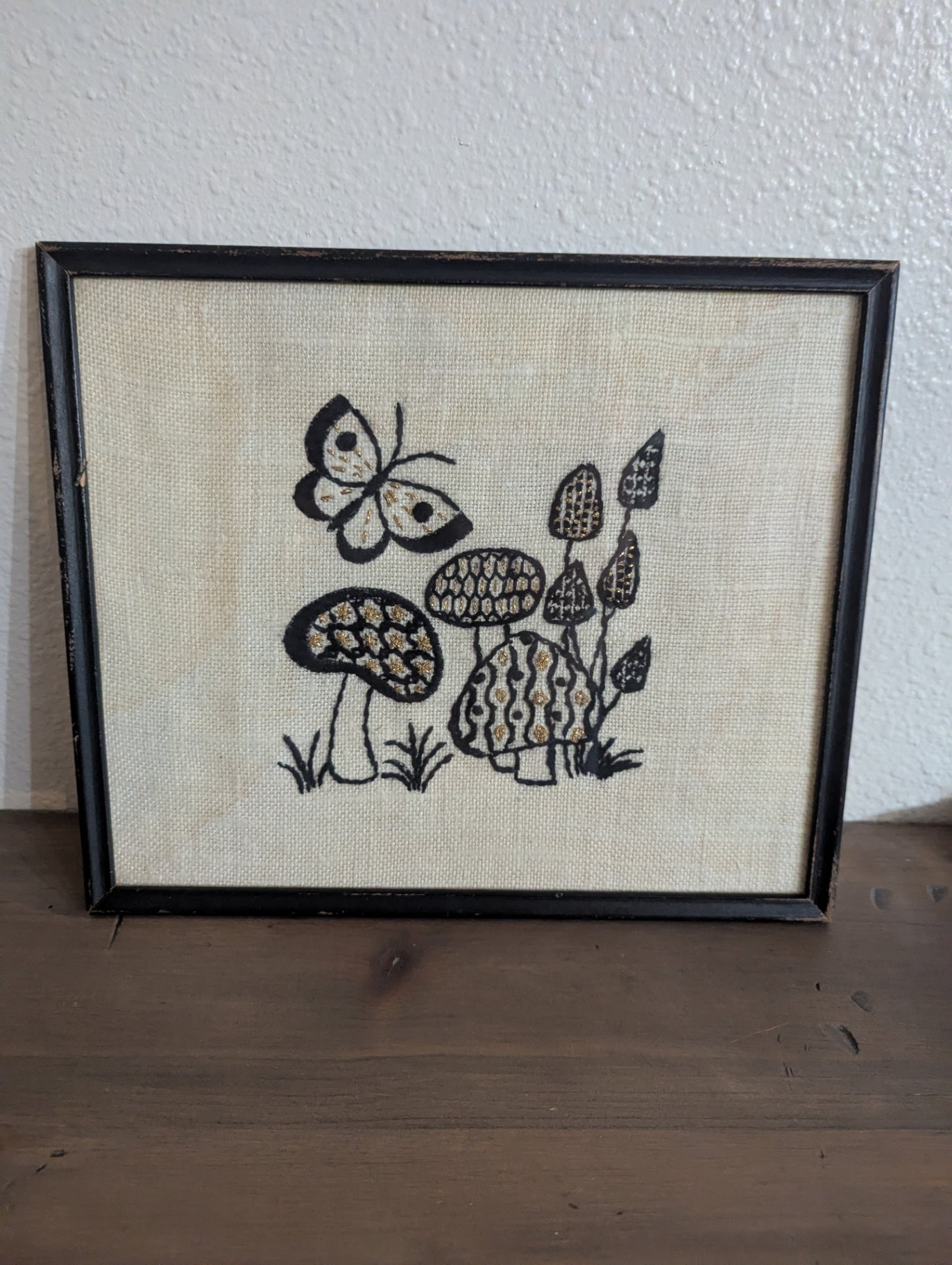 1968 Erica Wilson  Embroidery "Butterflies & Mushrooms"