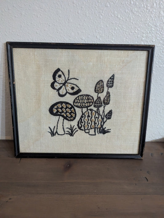 1968 Erica Wilson  Embroidery "Butterflies & Mushrooms"