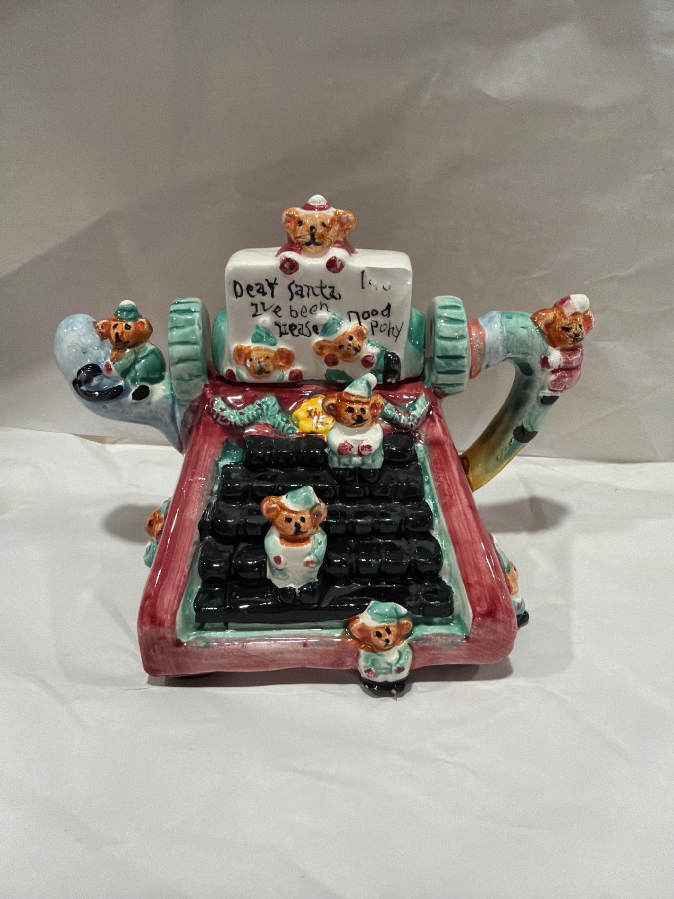 Ceramic "Letter to Santa Typewriter" Teapot