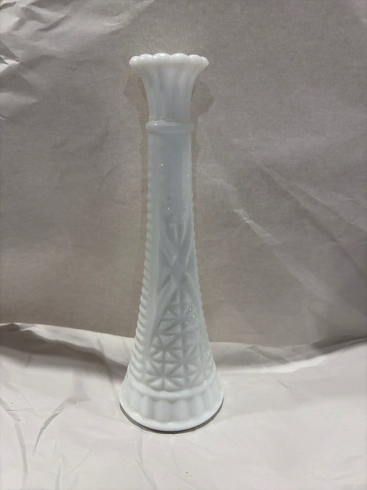 Anchor Hocking Milk Glass Bud Vase “Stars and Bars” 