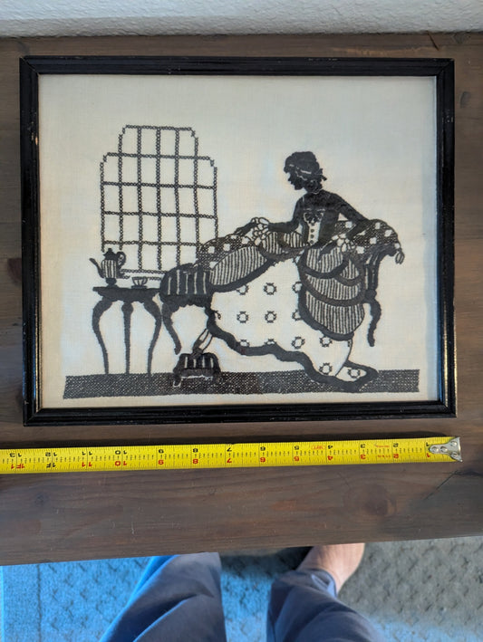 Vtg. Embroidery on Linen Victorian Style