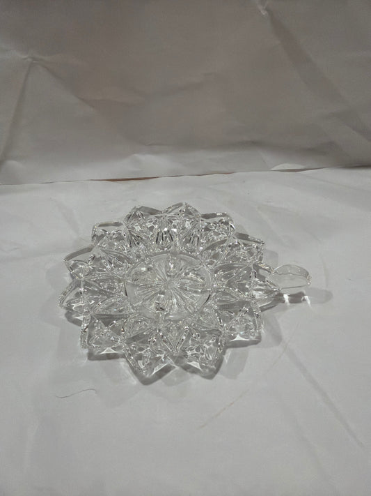 5" Vtg Federal Glass Petal Pattern Candle Holder