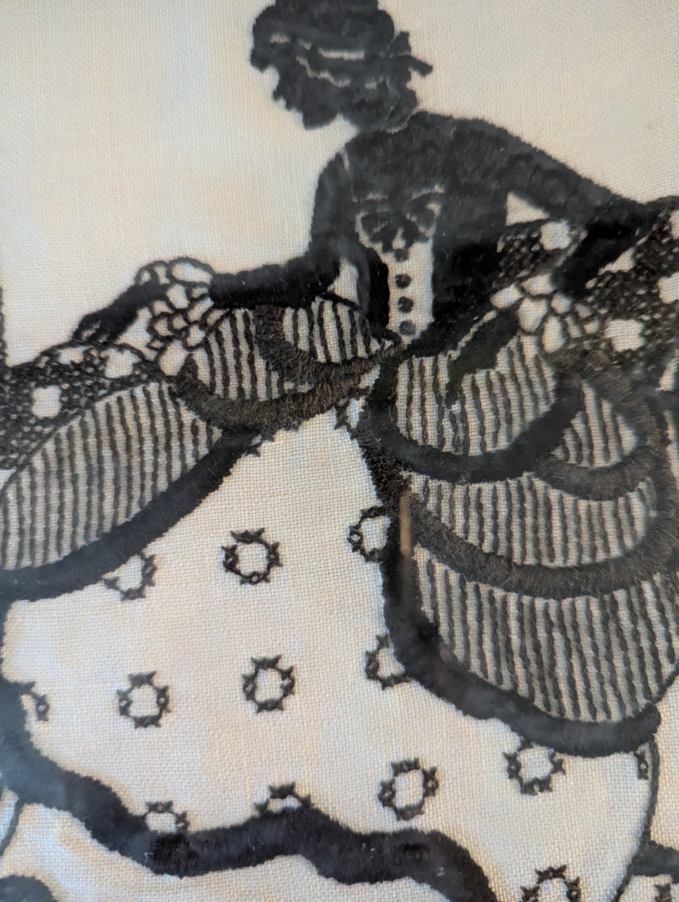Vtg. Embroidery on Linen Victorian Style