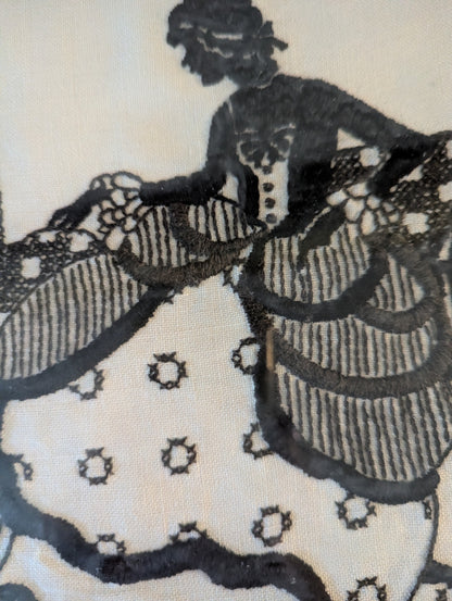 Vtg. Embroidery on Linen Victorian Style