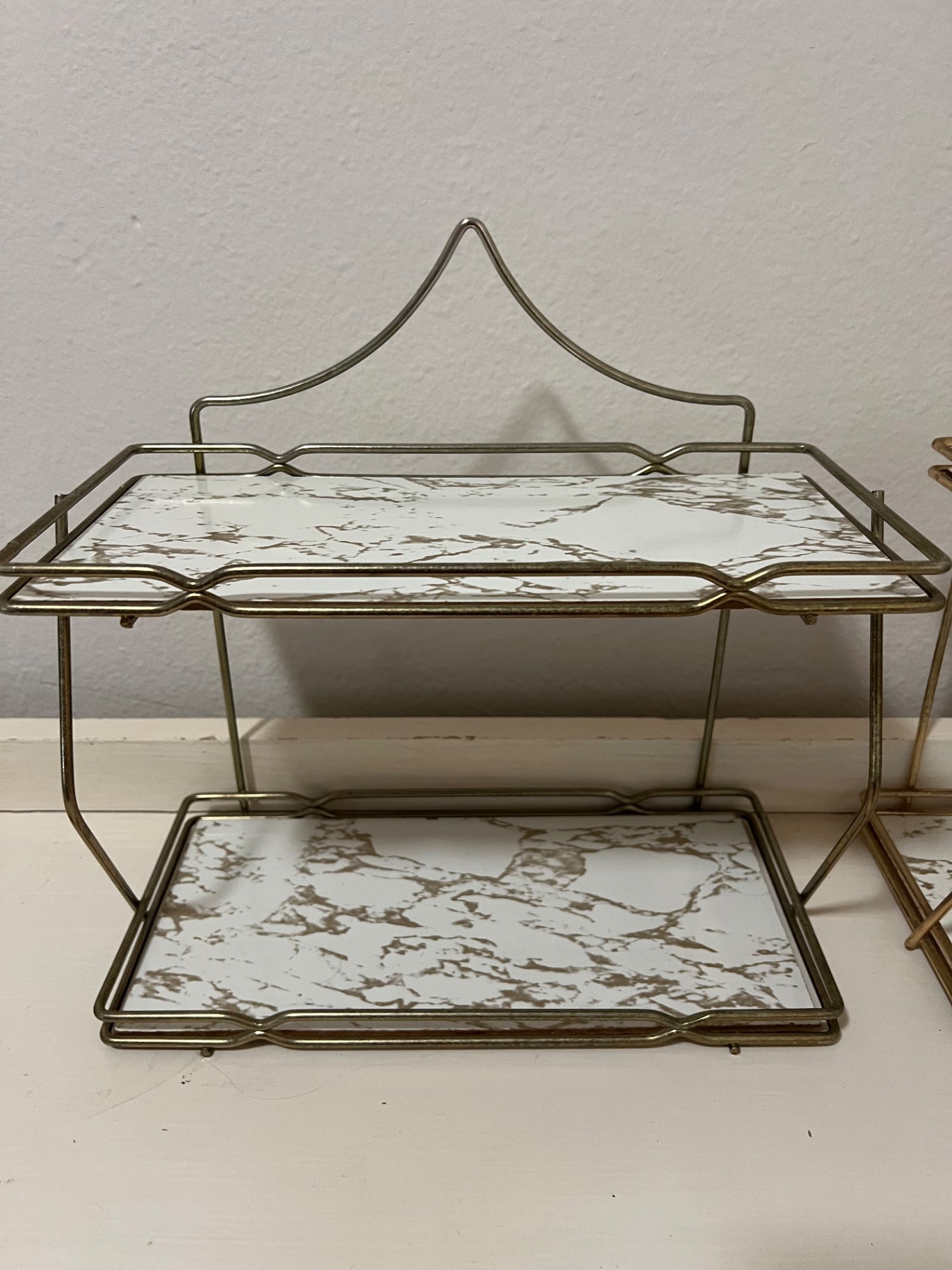 Vintage Metal Two-Tiered Shelf