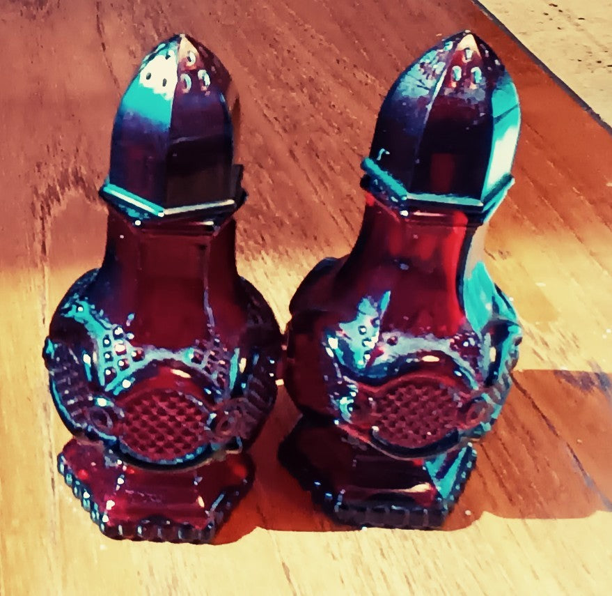 Cranberry Glass Salt & Pepper