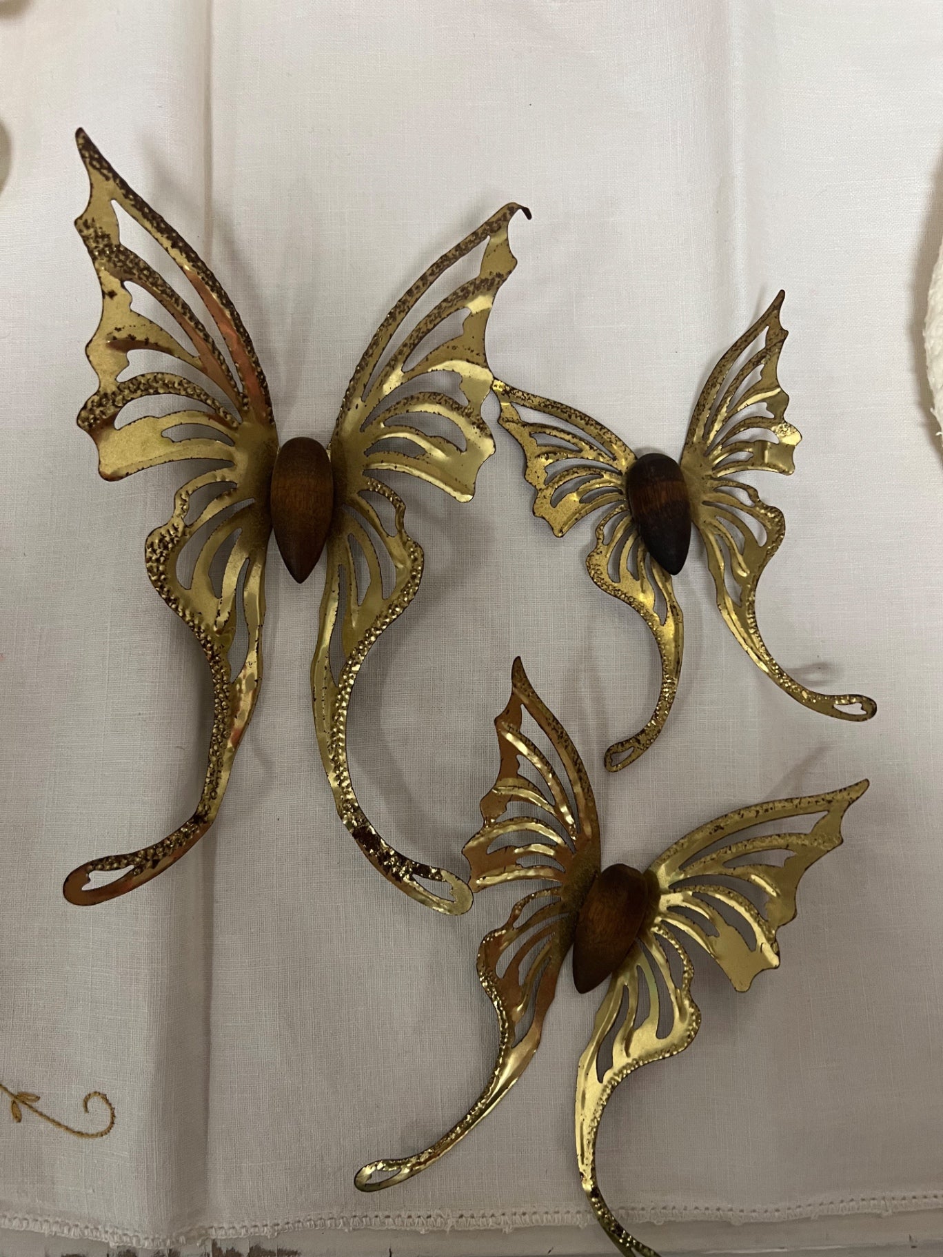 Set of 3 Vintage Homco Metal Butterfly Wall Hangers