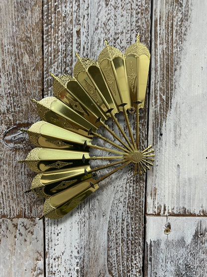 Set of 2 Vintage Homco Gold Fan Wall Hangers