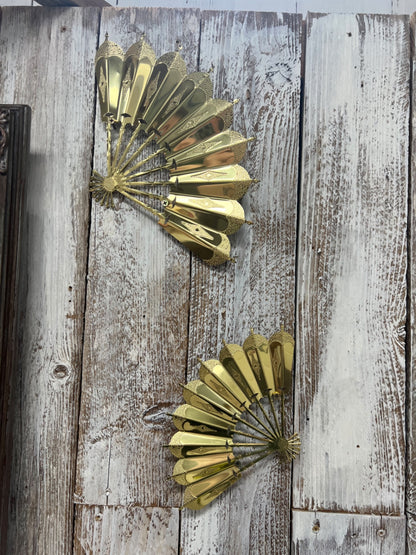 Set of 2 Vintage Homco Gold Fan Wall Hangers