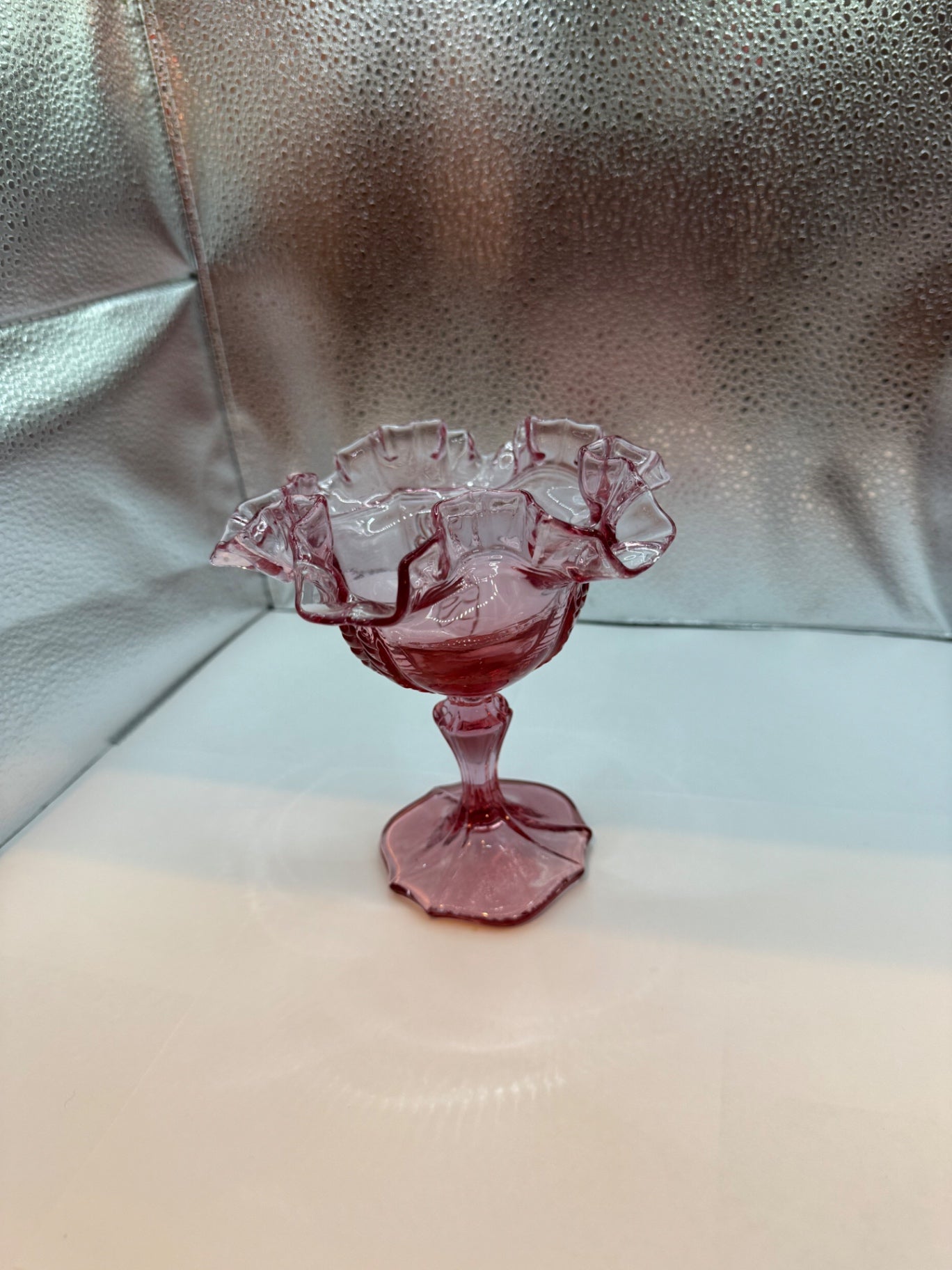Vintage pink glass dish