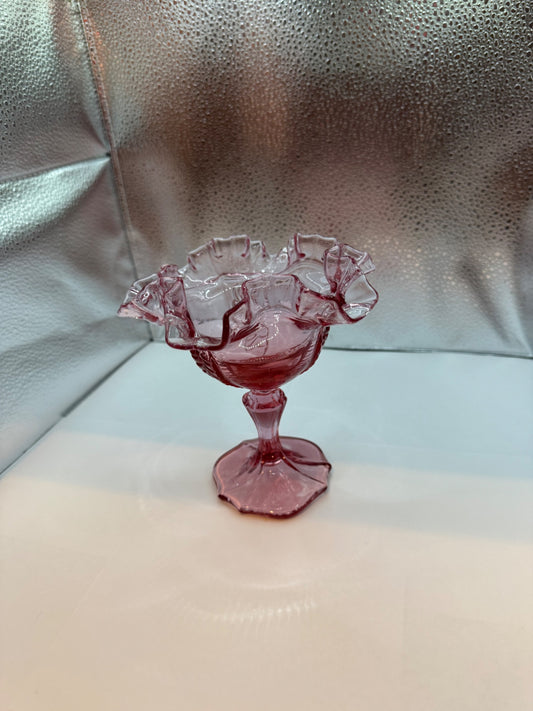 Vintage pink glass dish
