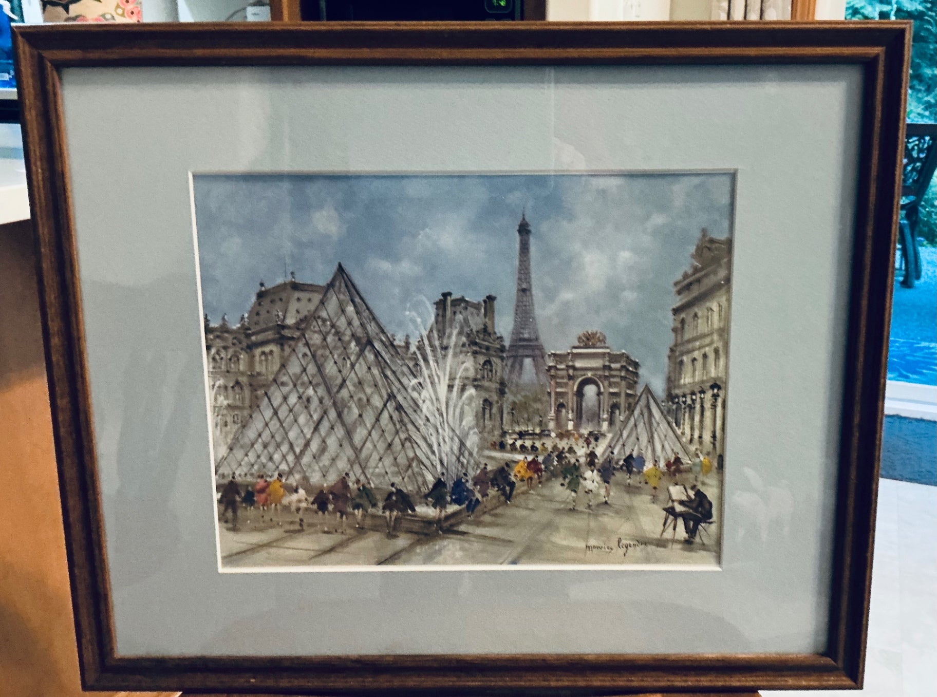 EIFFEL TOWER/ LOUVRE MUSEUM WATERCOLOR