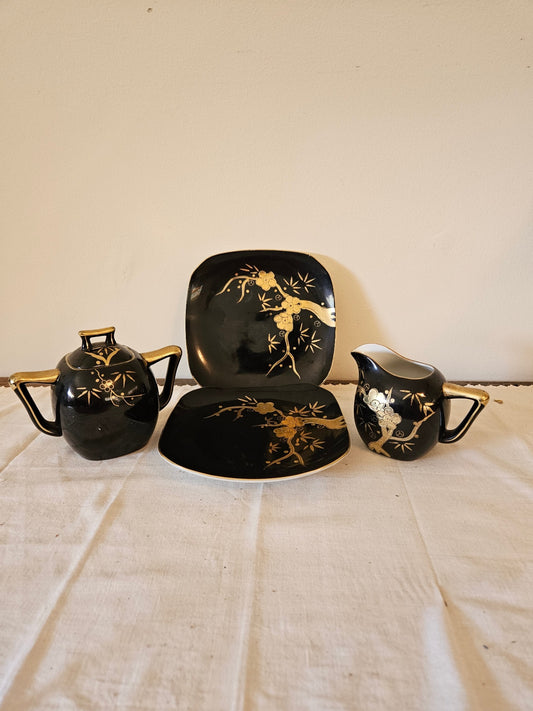 Vintage Black and gold Japanese porcelain 
