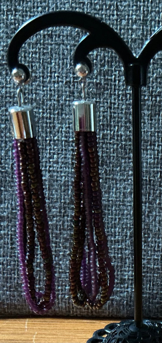 Boho Purple Glass Bead Earrings