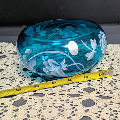 Rare 1960's Fenton Hand Painted Rose Bowl