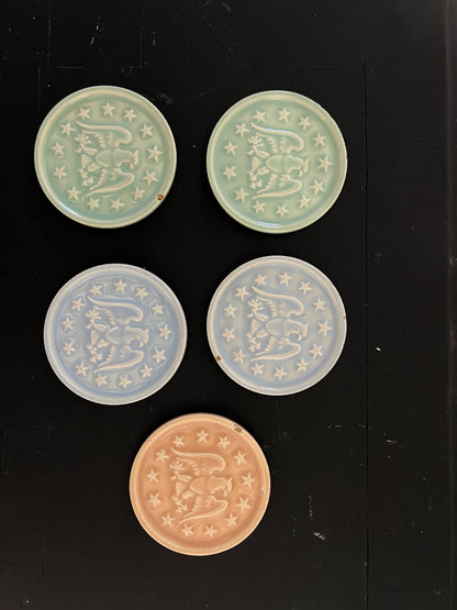 Set of 5 Vintage Eagle and Stars Coasters