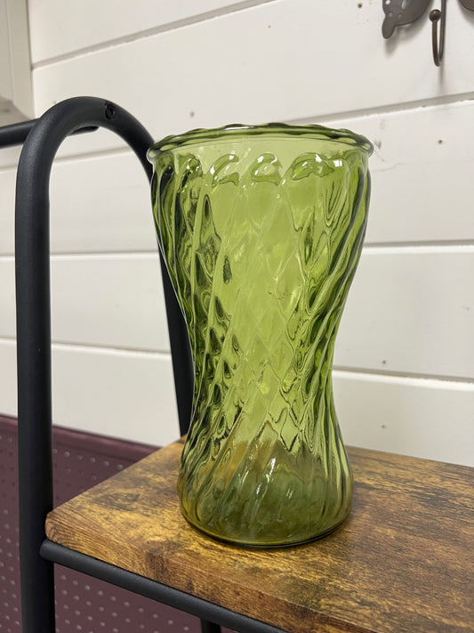 Vintage Hoosier Glass Avocado Green Vase