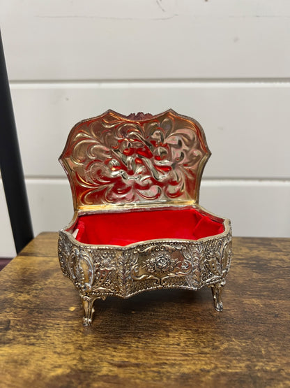 Vintage Ornate Filigree Jewelry Casket 