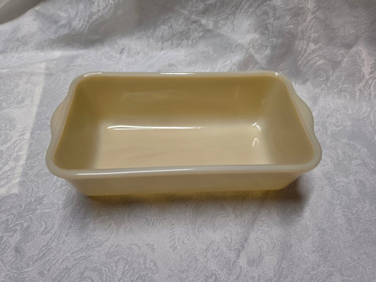 Vintage Early Cream Glass Fire King Oven Glass Loaf Pan/Baking Dish 9x5x2.5 inch