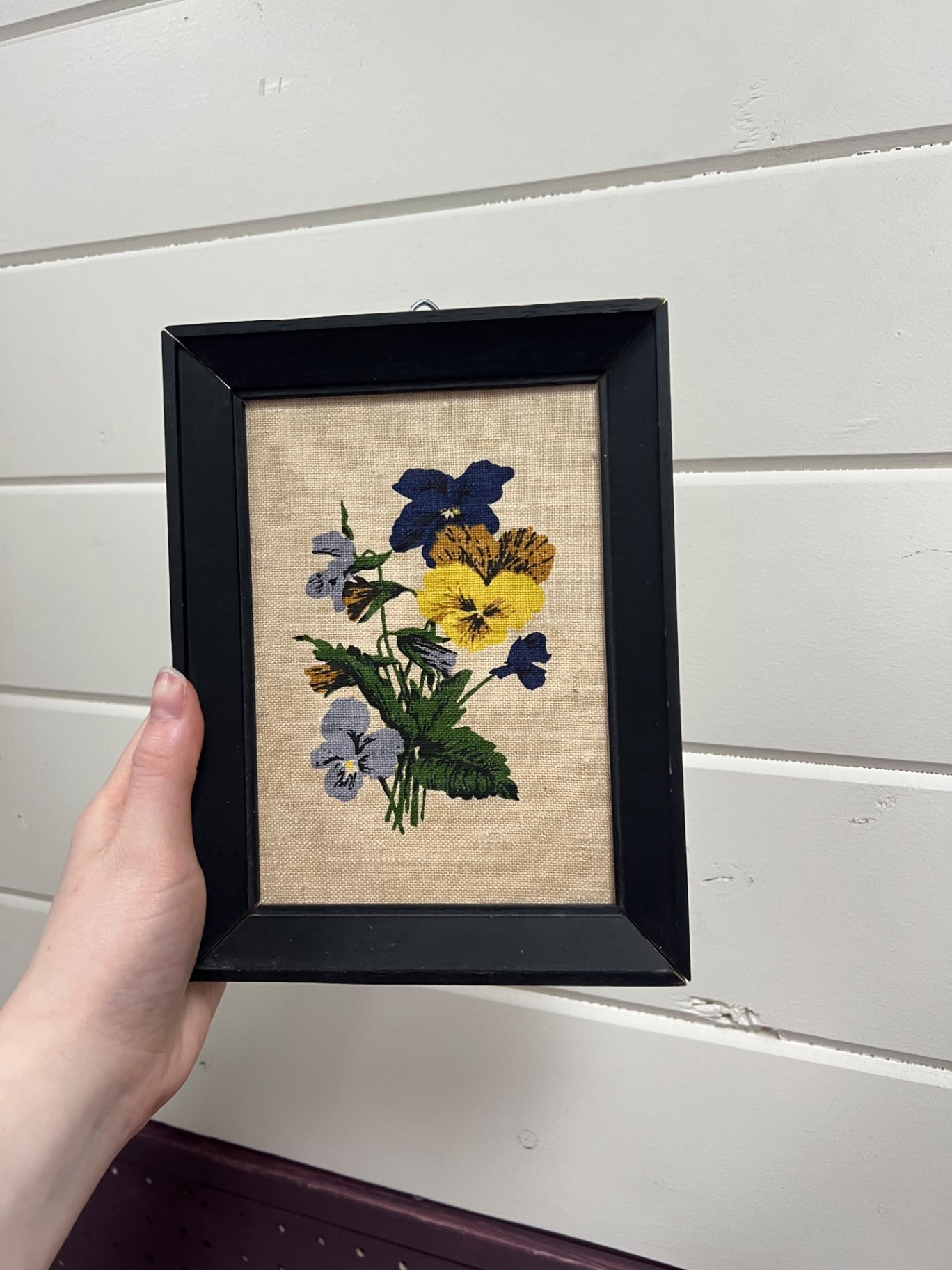 Vintage KayDee Floral Linen Blue + Yellow Pansy Print